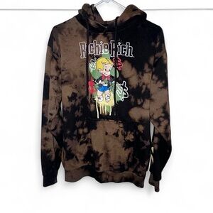 Mens Richie Rich Money Brown Tie Dye Hoodie Sweatshirt Medium